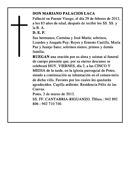 DON MARIANO PALACIOS LACA