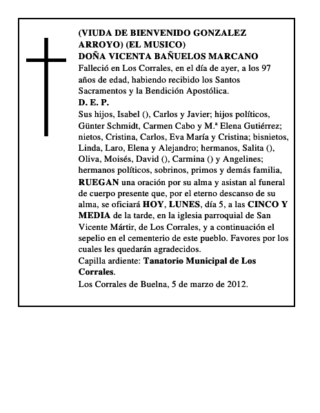 DOÑA VICENTA BAÑUELOS MARCANO