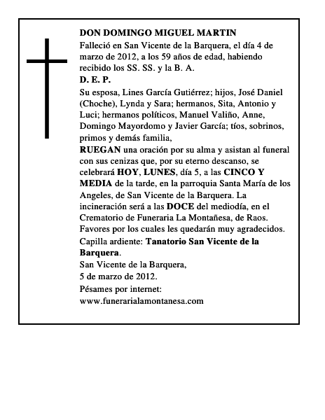DON DOMINGO MIGUEL MARTIN