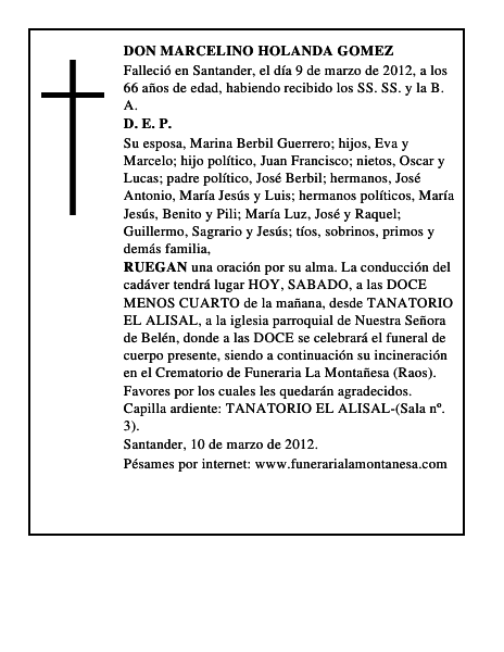 DON MARCELINO HOLANDA GOMEZ