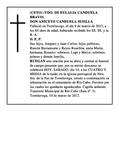 DON ANICETO CANDUELA SUSILLA
