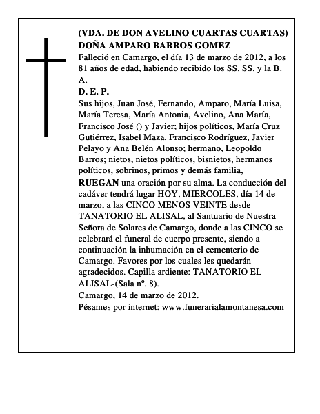 DOÑA AMPARO BARROS GOMEZ