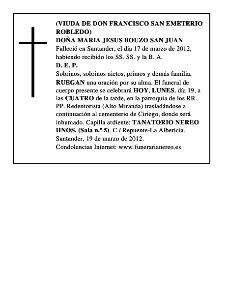 DOÑA MARIA JESUS BOUZO SAN JUAN