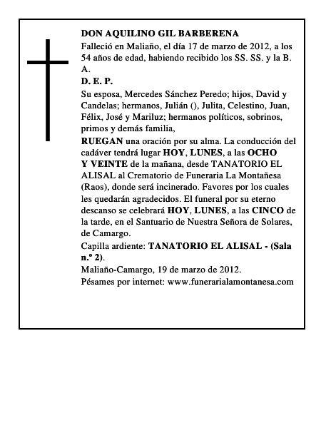 DON AQUILINO GIL BARBERENA