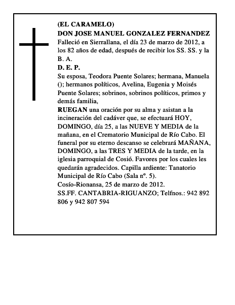DON JOSE MANUEL GONZALEZ FERNANDEZ