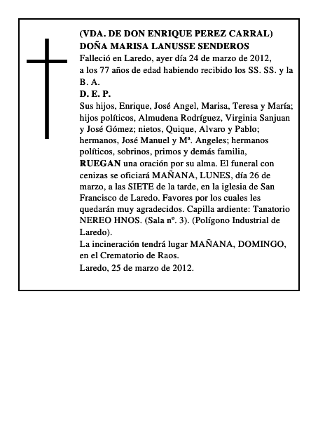 DOÑA MARISA LANUSSE SENDEROS