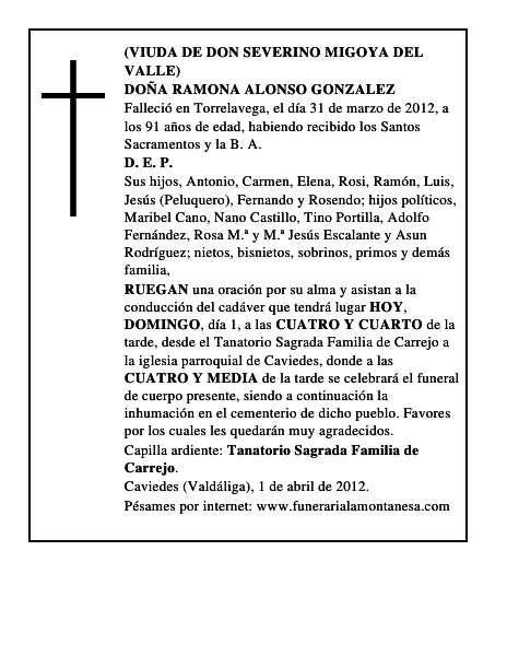 DOÑA RAMONA ALONSO GONZALEZ
