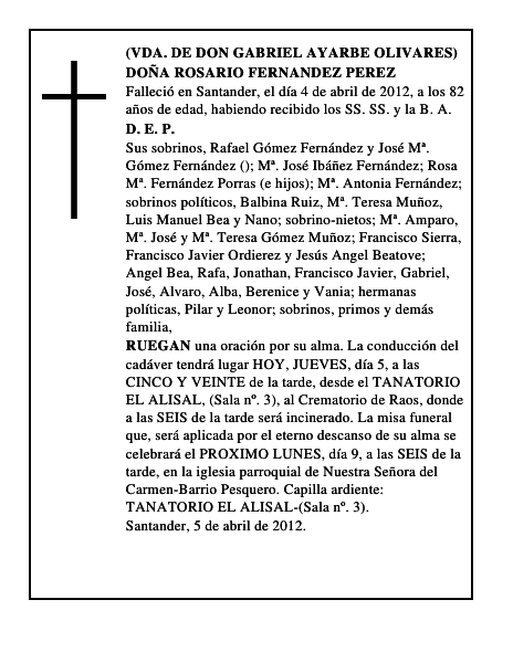 DOÑA ROSARIO FERNANDEZ PEREZ