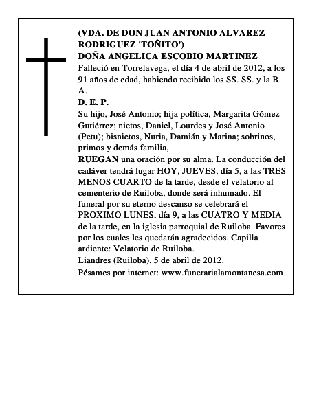 DOÑA ANGELICA ESCOBIO MARTINEZ