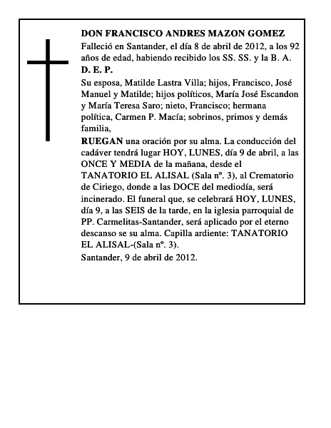 DON FRANCISCO ANDRES MAZON GOMEZ