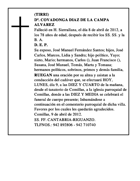 Dª. COVADONGA DIAZ DE LA CAMPA ALVAREZ