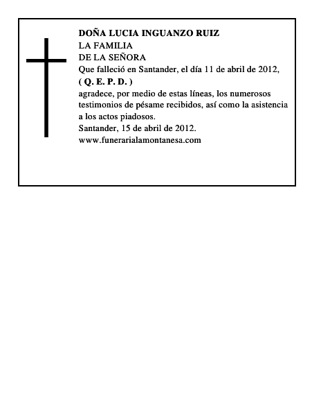DOÑA LUCIA INGUANZO RUIZ