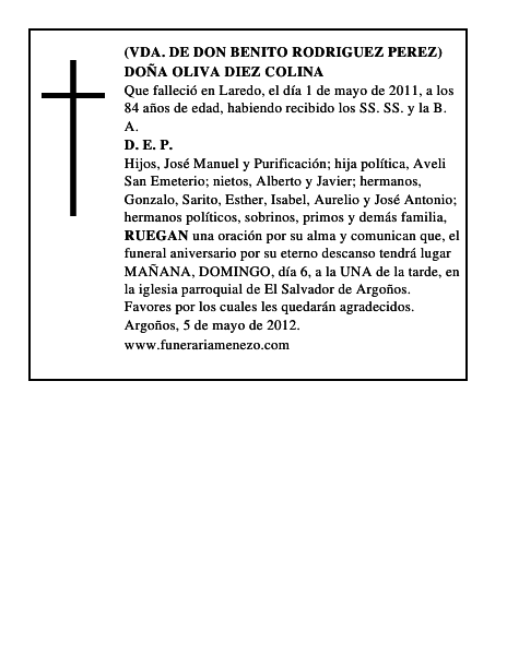 DOÑA OLIVA DIEZ COLINA