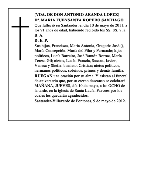 Dª. MARIA FUENSANTA ROPERO SANTIAGO