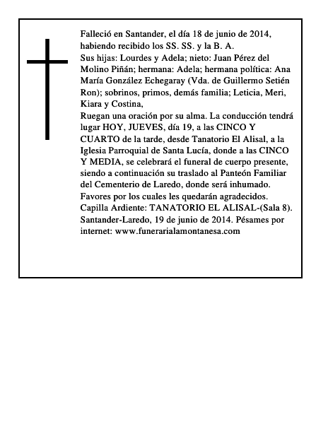 Concepción Setién Ron