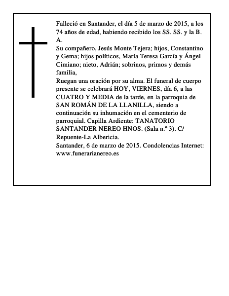 MARIA CARMEN GONZALEZ BEZANILLA