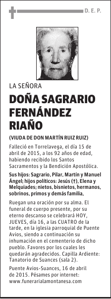 Doña Sagrario Fernández Riaño