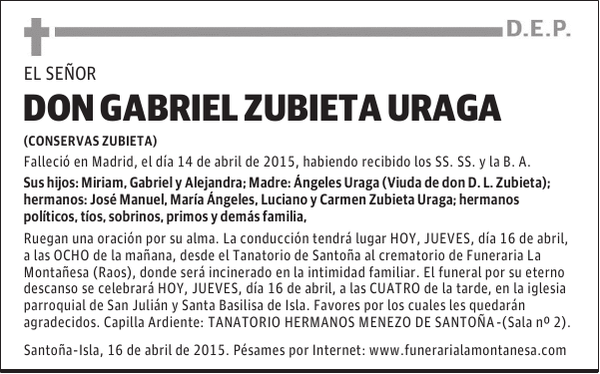 Don Gabriel Zubieta Uraga