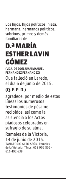 MARÍA ESTHER LAVIN GÓMEZ