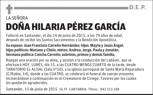 HILARIA PÉREZ GARCÍA