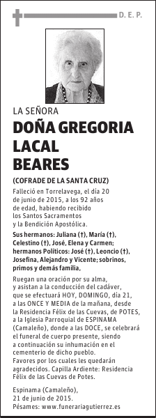 Gregoria Lacal Beares