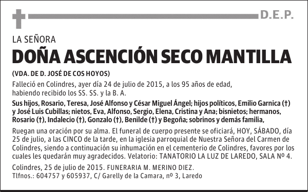 ASCENCIÓN SECO MANTILLA