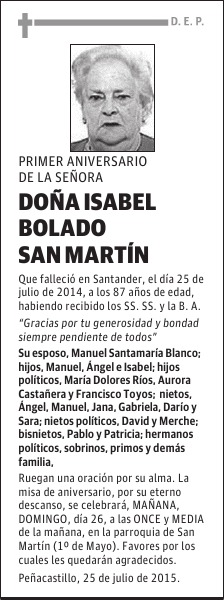 ISABEL BOLADO SAN MARTIN