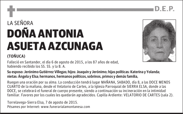 Doña Antonia Asueta Azcunaga