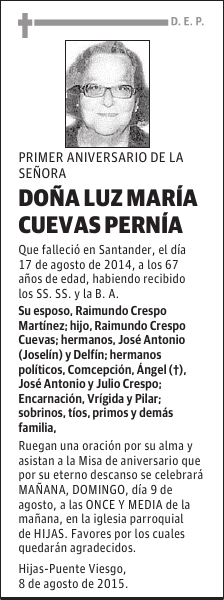 LUZ MARIA CUEVAS PERNIA