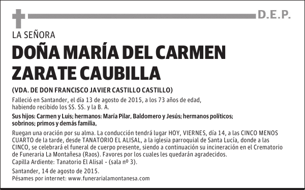 MARIA DEL CARMEN ZARATE CAUBILLA
