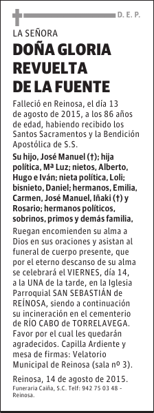GLORIA REVUELTA DE LA FUENTE