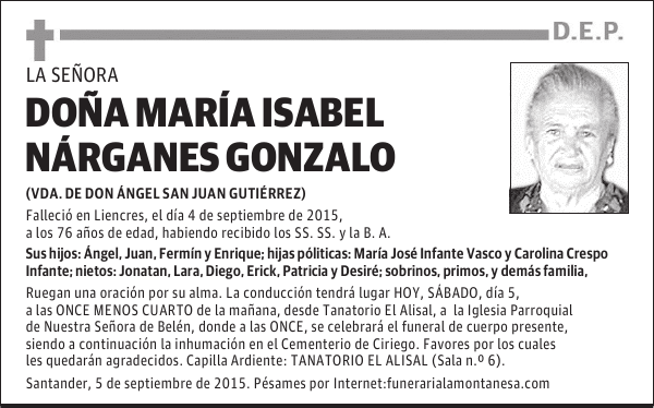 Doña María Isabel Nargánes Gonzalo
