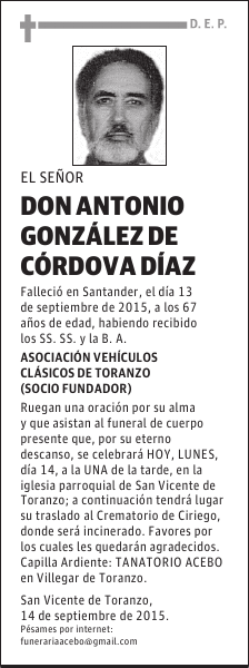 DON ANTONIO GONZALEZ DE CORDOVA DIAZ