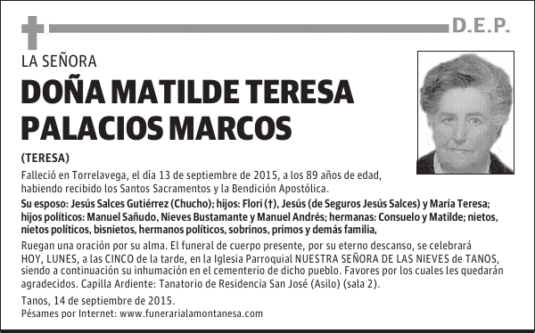 Doña Matilde Teresa Palacios Marcos