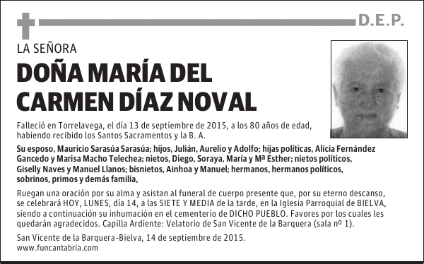 MARIA DEL CARMEN DIAZ NOVAL