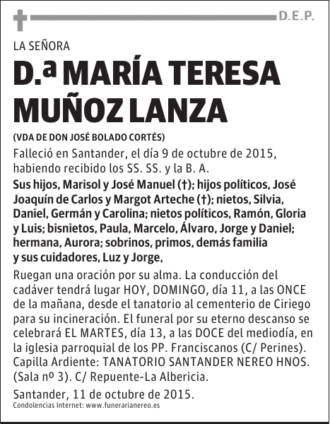 MARIA TERESA MUÑOZ LANZA