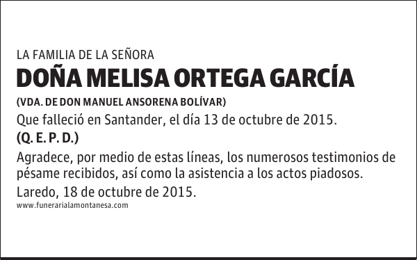 DOÑA MELISA ORTEGA GARCÍA