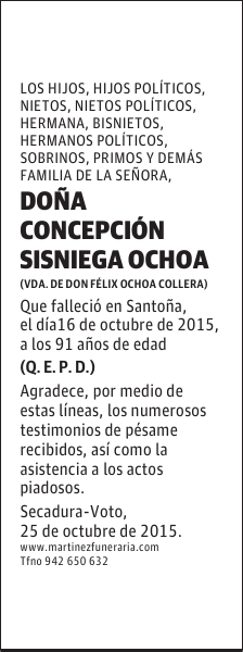 CONCEPCIÓN SISNIEGA OCHOA