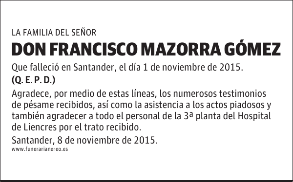 DON FRANCISCO MAZORRA GOMEZ