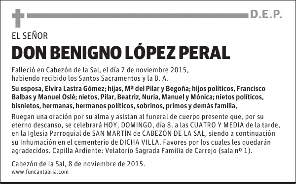 DON BENIGNO LOPEZ PERAL