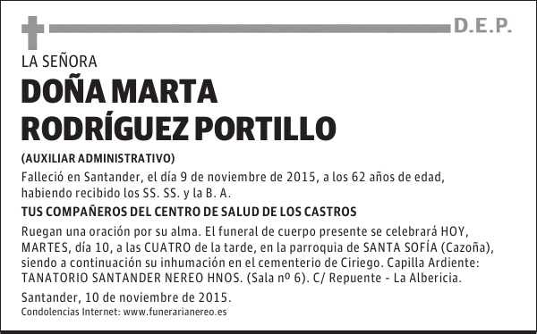 DOÑA MARTA RODRIGUEZ PORTILLO
