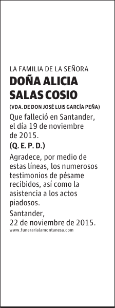 DOÑA ALICIA SALAS COSIO