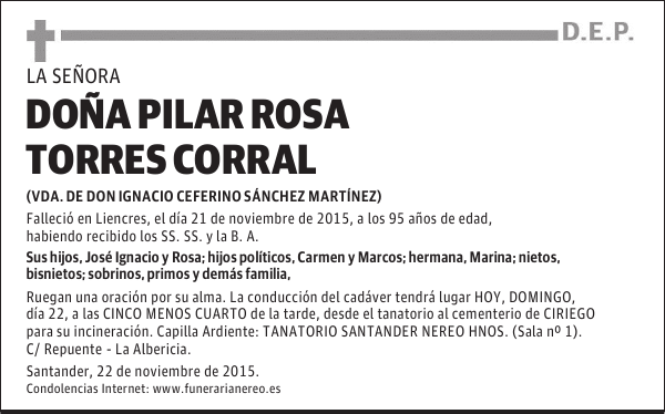 DOÑA PILAR ROSA TORRES CORRAL