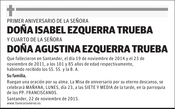 DOÑA ISABEL Y DOÑA AGUSTINA EZQUERRA TRUEBA