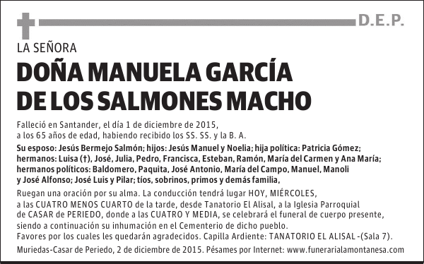 Doña Manuela García de los Salmones Macho
