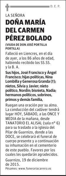 MARÍA DEL CARMEN PÉREZ BOLADO