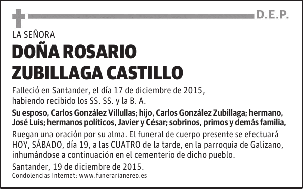 ROSARIO ZUBILLAGA CASTILLO