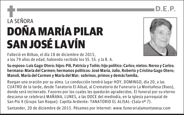 MarÃ­a Pilar San JosÃ© LavÃ­n