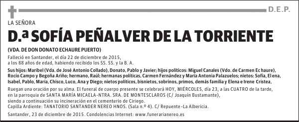 SOFIA PEÃ‘ALVER DE LA TORRIENTE
