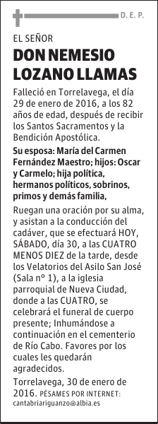 NEMESIO LOZANO LLAMAS